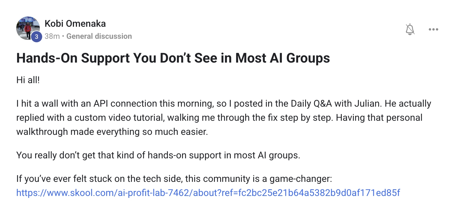 AI Profit Boardroom member testimonial #48