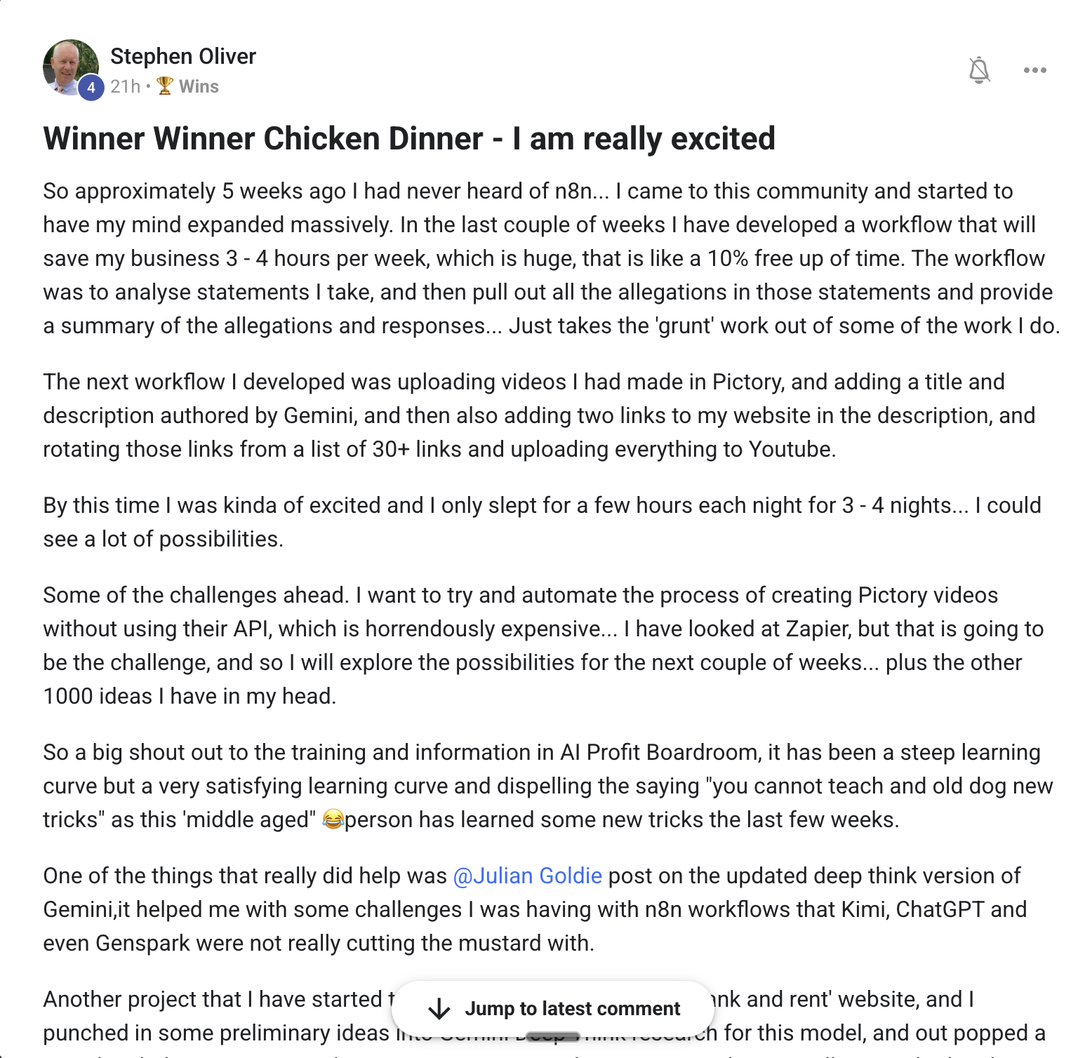 AI Profit Boardroom member testimonial #83
