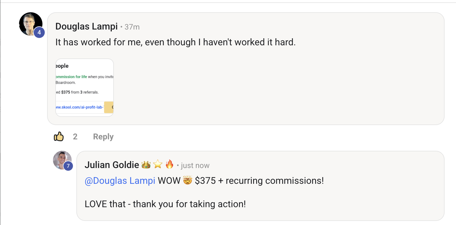 AI Profit Boardroom member testimonial #134