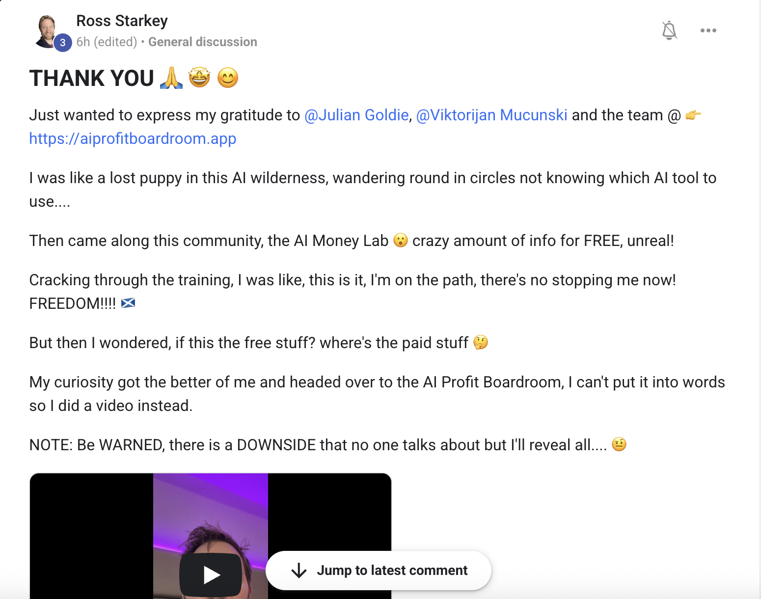 AI Profit Boardroom member testimonial #93