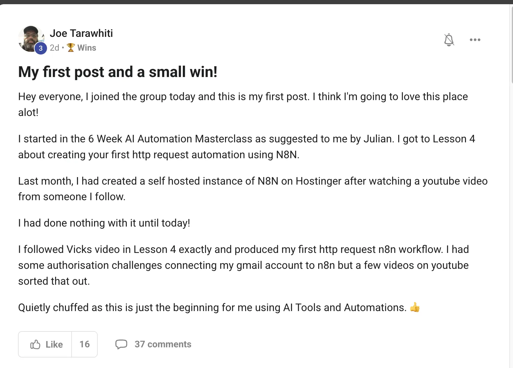 AIPB member win #104 — real screenshot