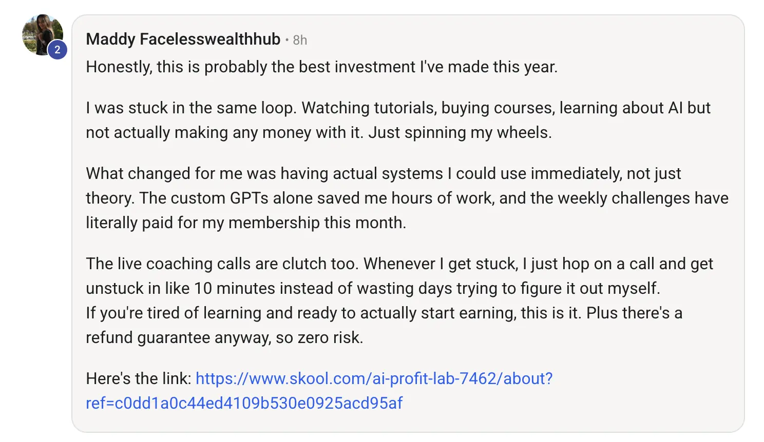 AIPB member win #116 — real screenshot