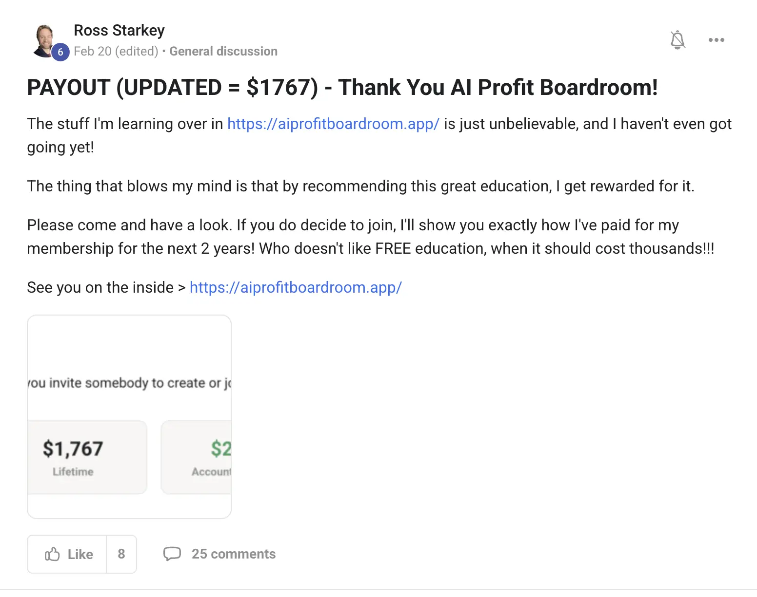 AIPB member win #121 — real screenshot