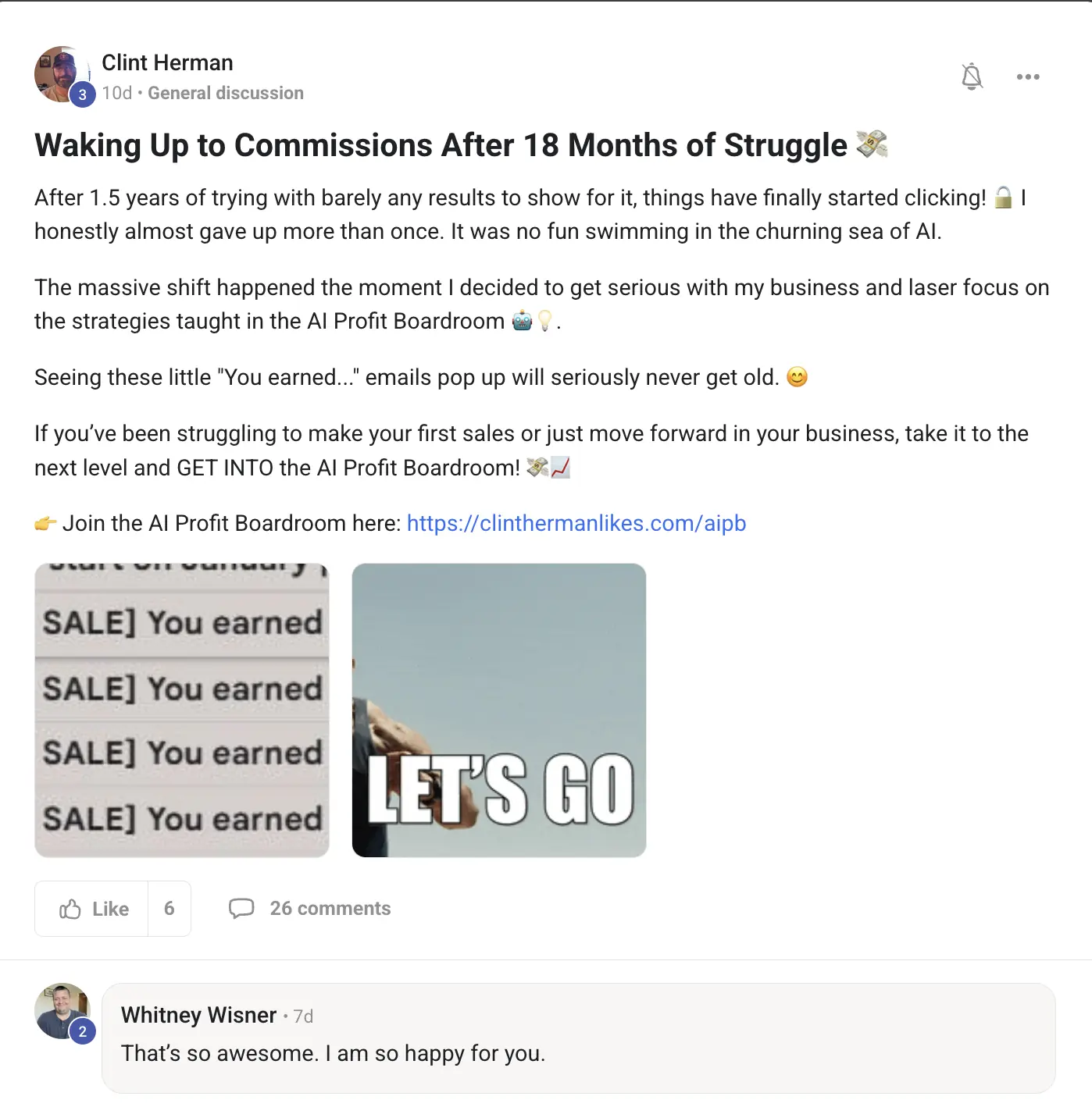 AIPB member win #23 — real screenshot