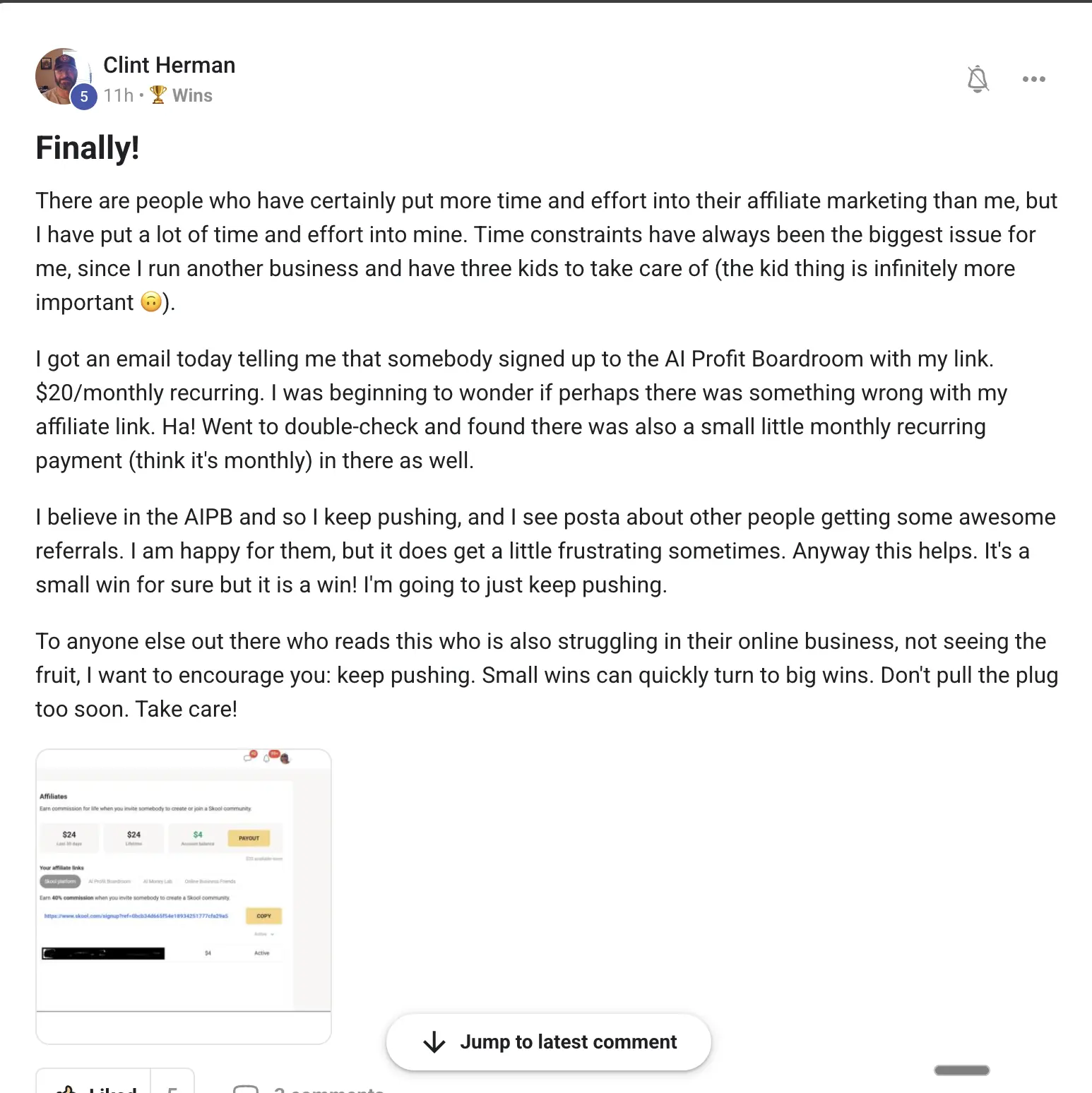 AIPB member win #67 — real screenshot