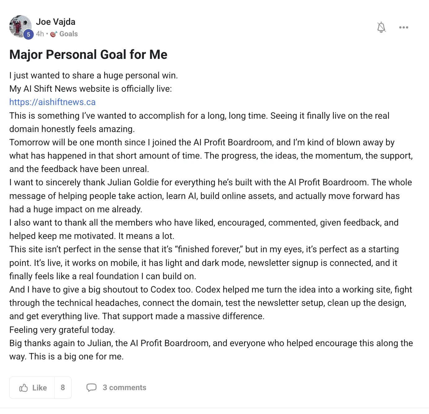 AIPB member win #74 — real screenshot