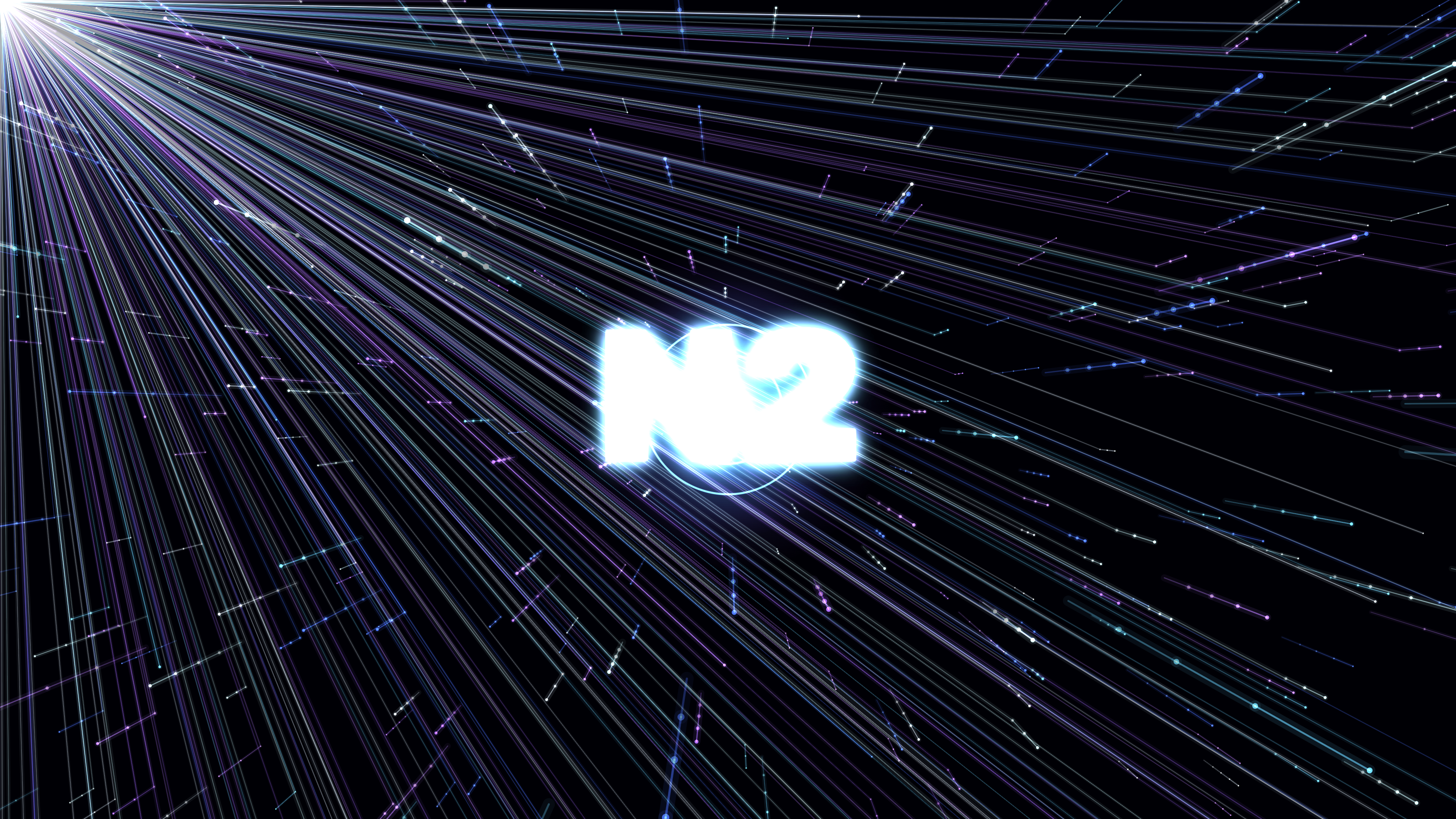 A warp-speed starfield animation built by the free N2 model.