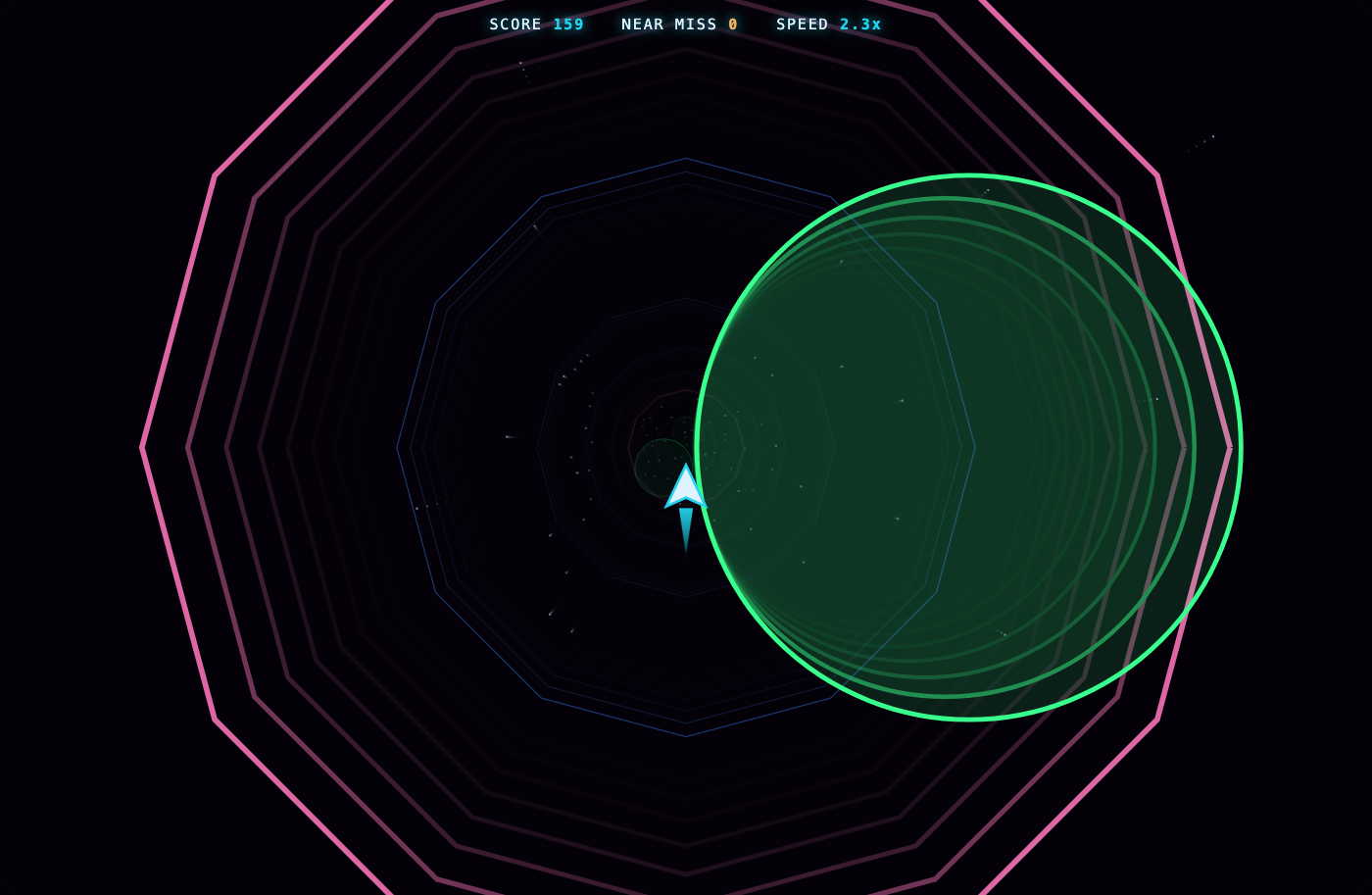 Neon Tunnel Racer 3D — gates, grazes, and a from-scratch 3D engine