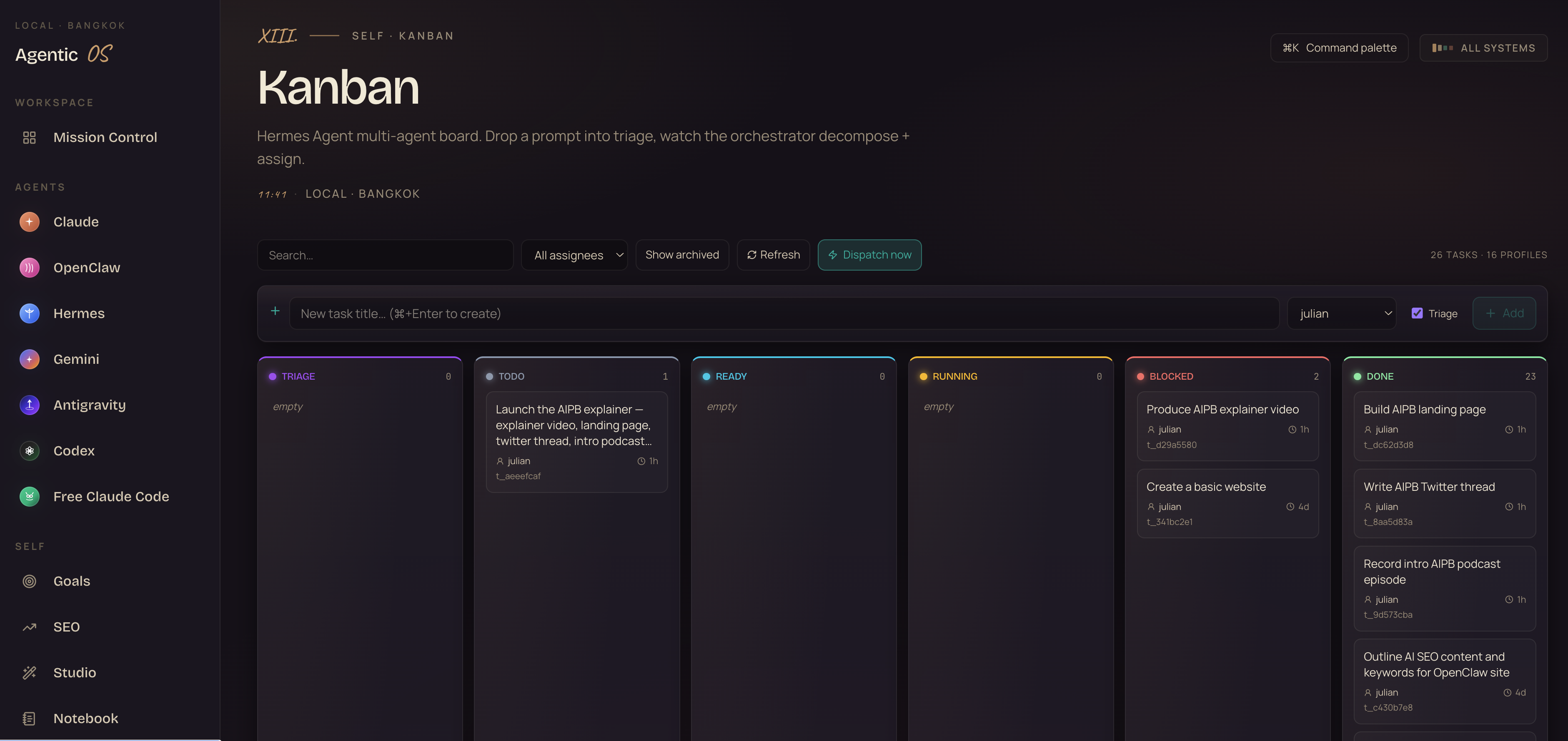 Codex — Goal Mode timeline with live commands + assistant messages