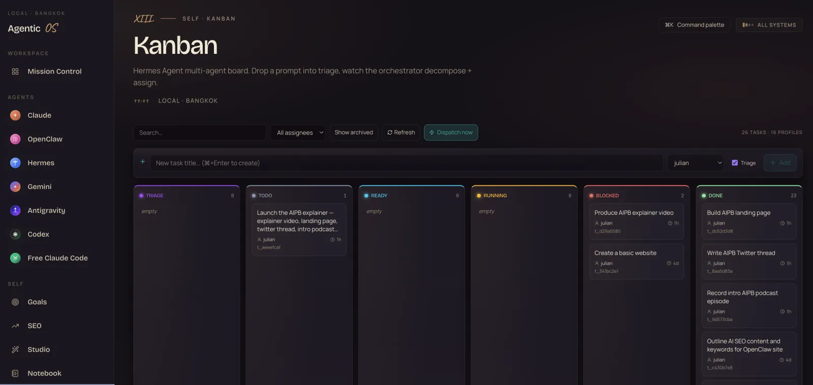 Codex — Goal Mode timeline with live commands + assistant messages